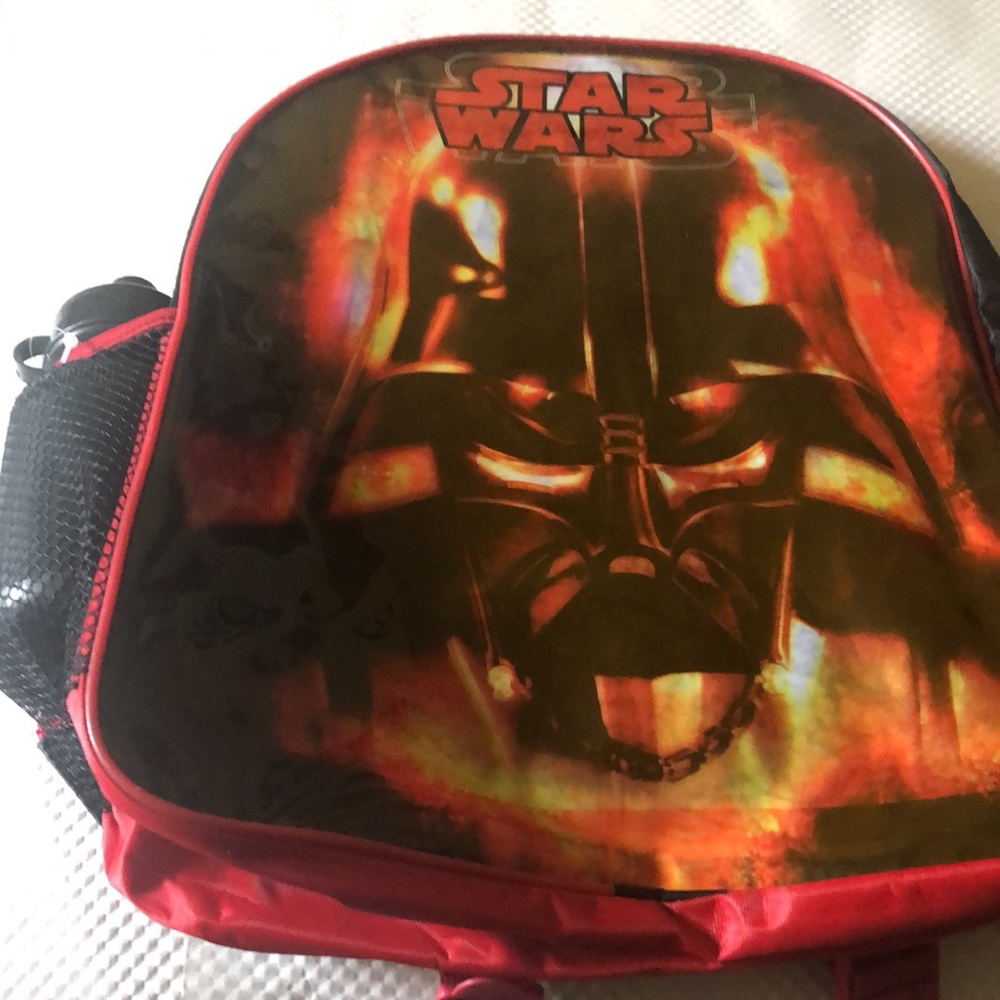 Backpack & water bottle Star Wars new 14” x 11” adjustable padded straps zipper